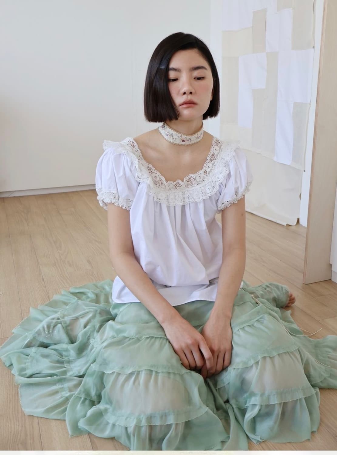 콜로신스 glossy mint 스커트 상품이미지2