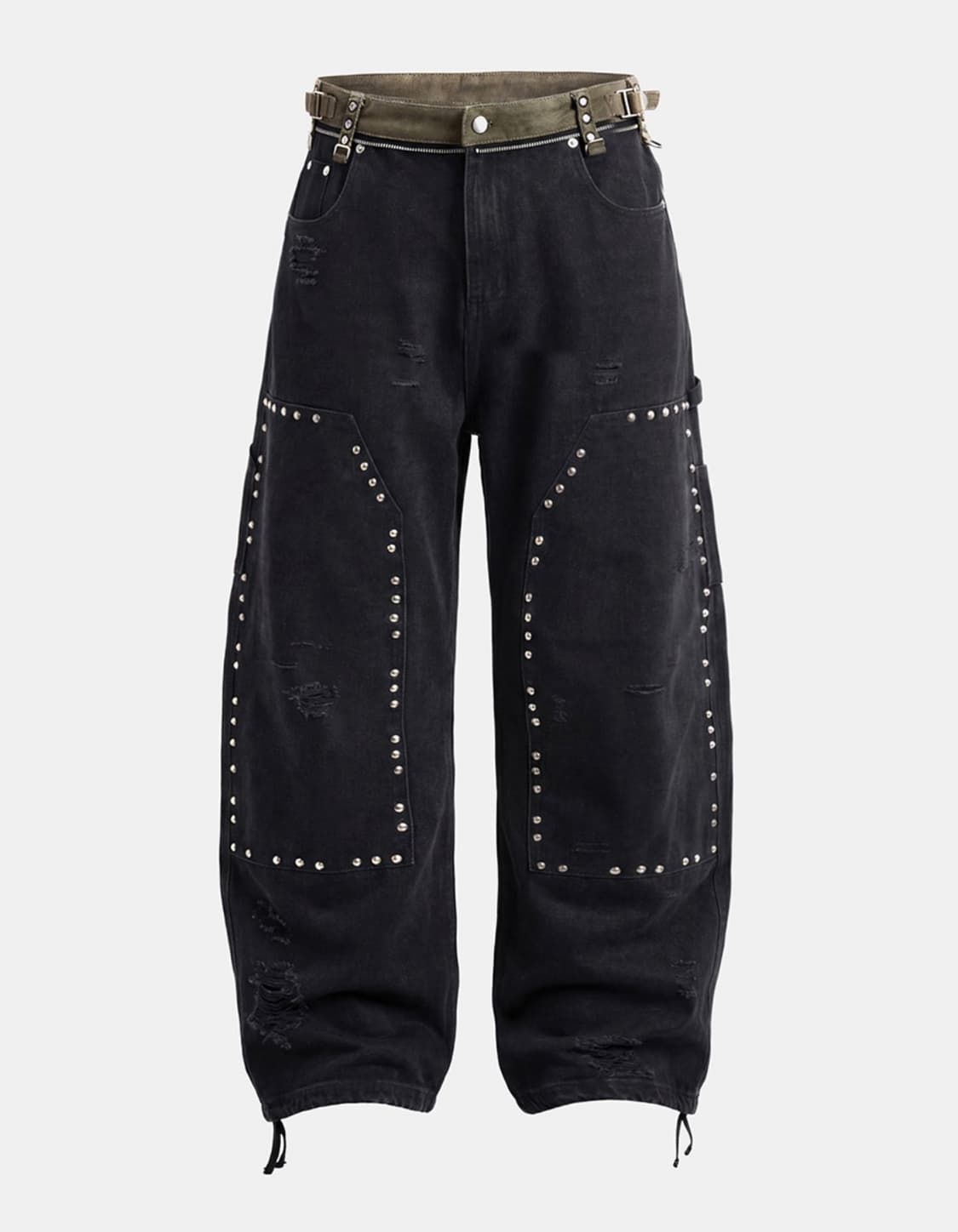 배드블러드 스터디드 카펜터 커브드 팬츠 - 블랙 상품이미지1