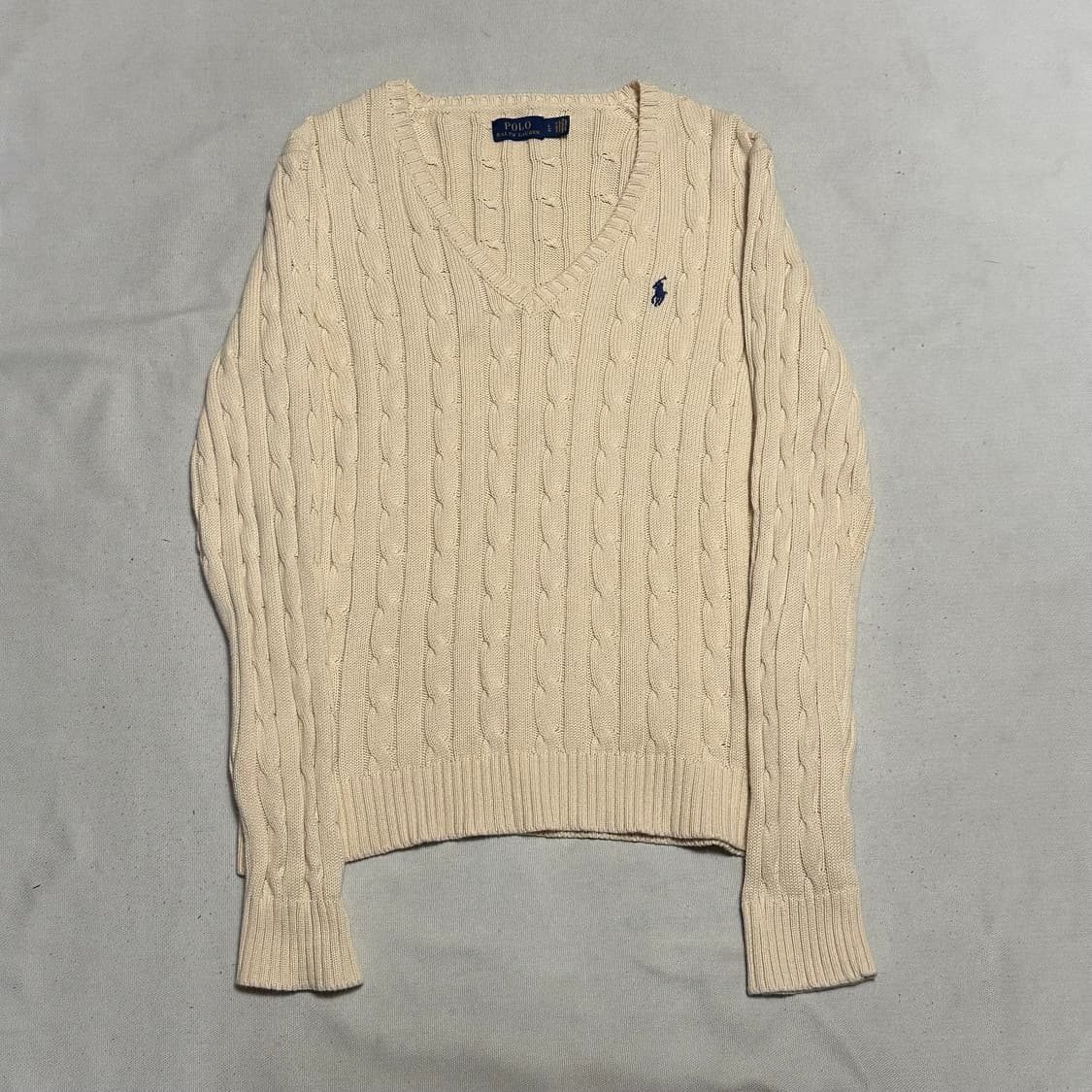 L 폴로랄프로렌 블루 포니 브이넥 케이블 니트 상품이미지2