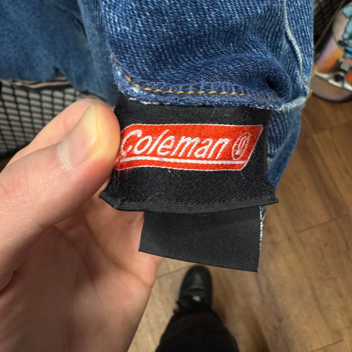 00s USA VINTAGE 데님 바시티 자켓 후면 빅로고 포인트 중청 상품이미지7