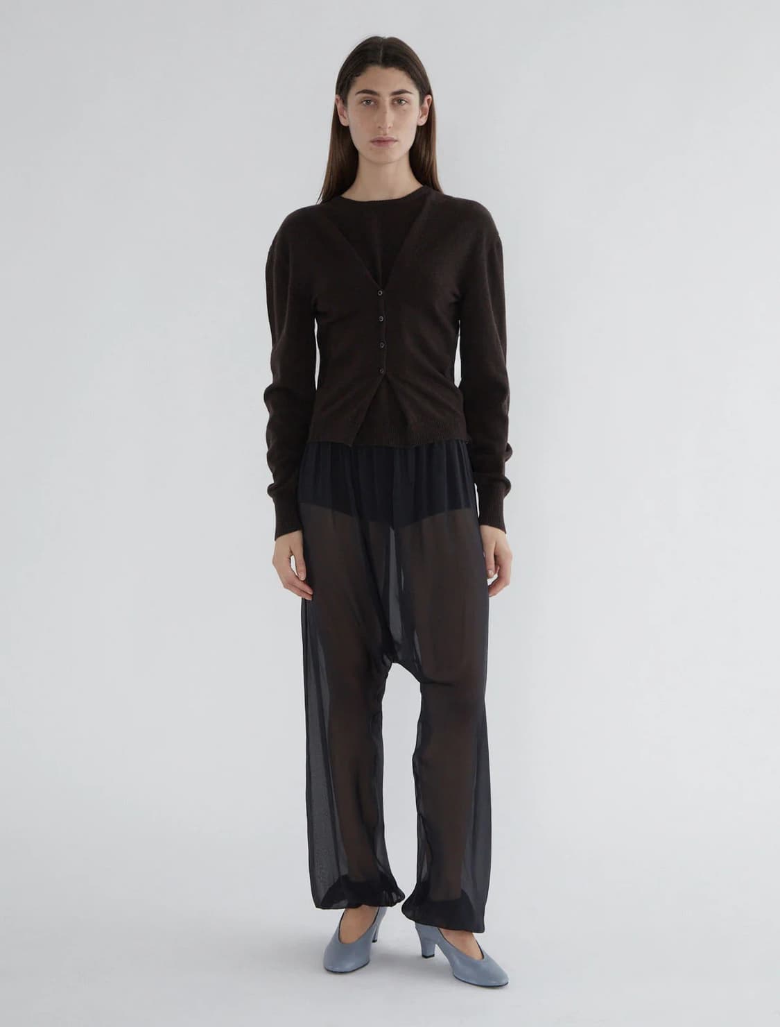 (S,M) 팔로마울 Clor 니트 가디건 다크브라운 상품이미지7