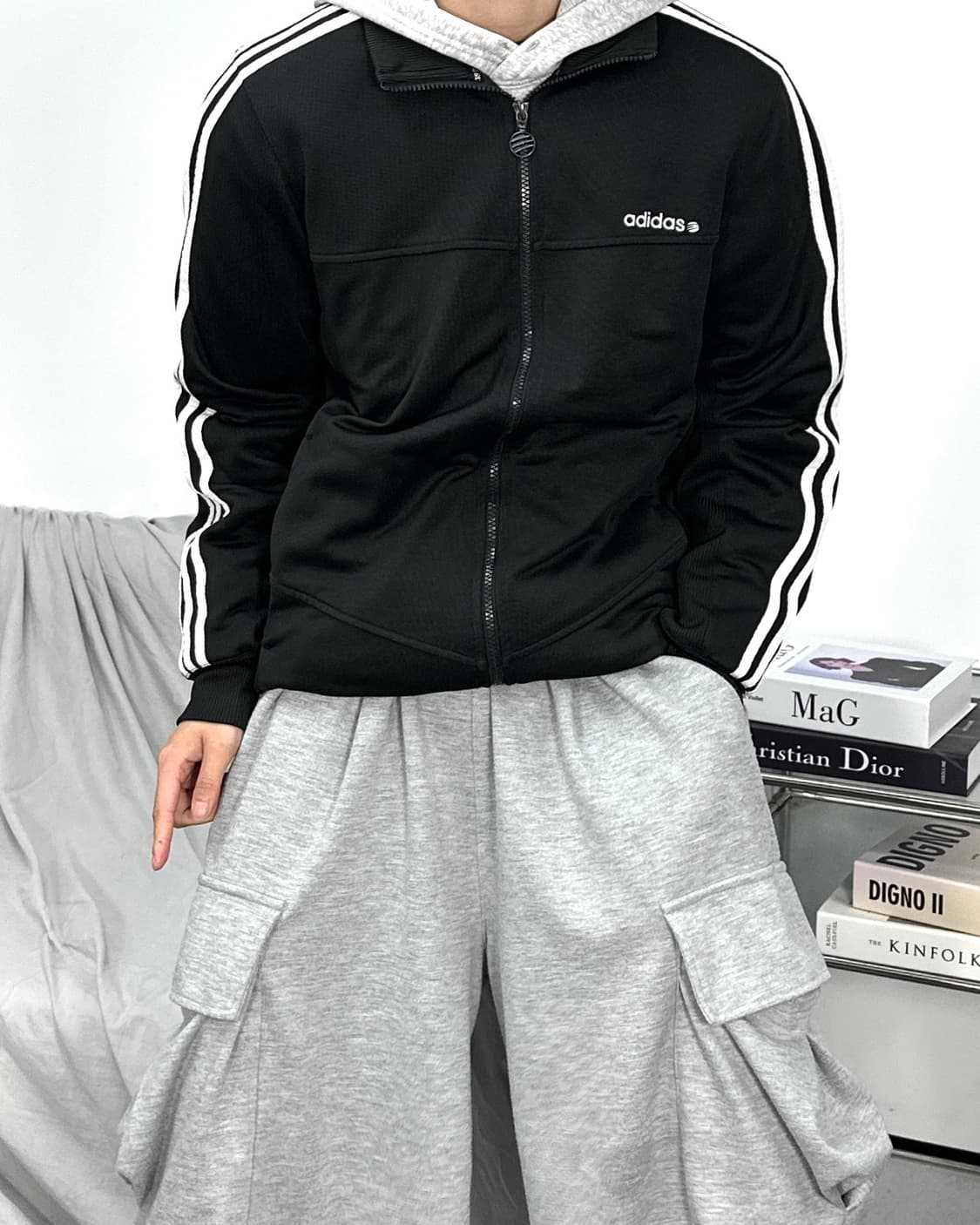 아디다스 블랙 트랙탑 져지 L 상품이미지2