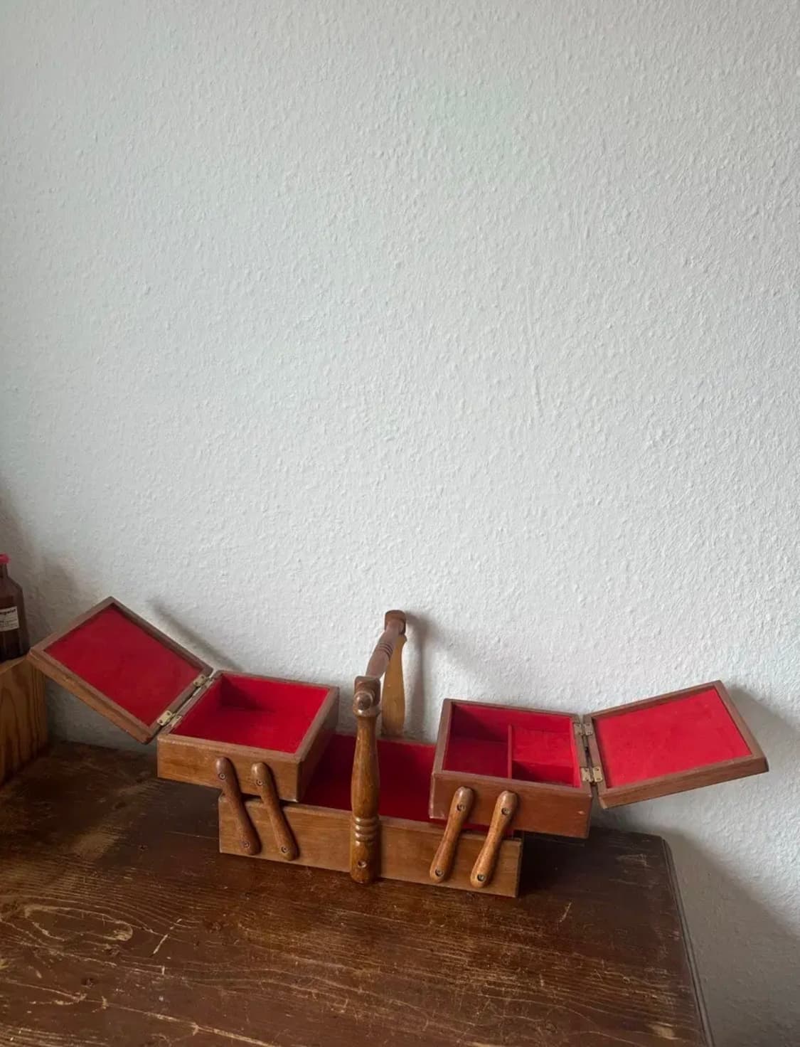 독일)빈티지 플라워원단 소잉박스 상품이미지4