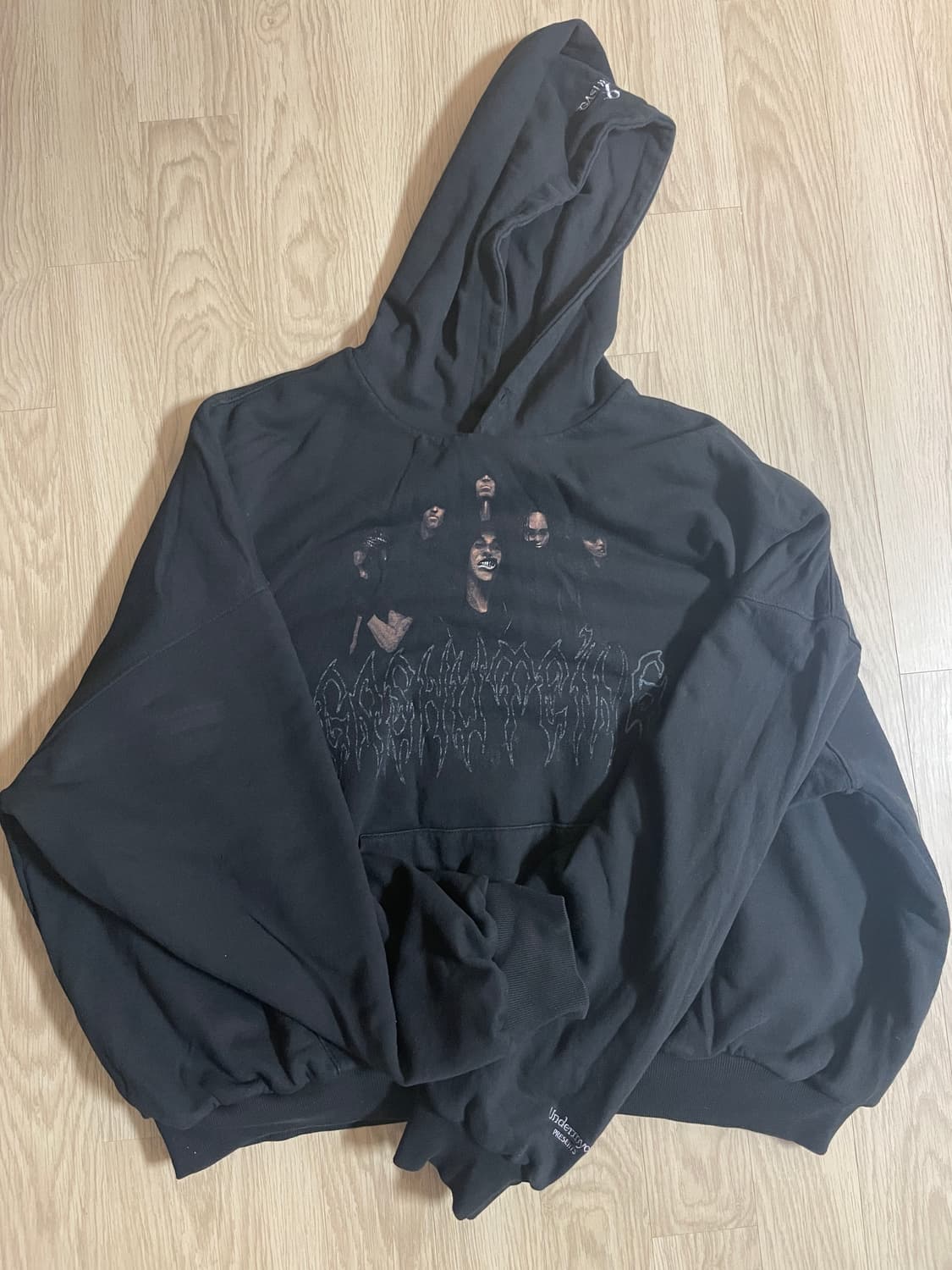 언더마이카 가슈테인 6 식스 피플 그래픽 2 레이어드 후드 브리스톨 블랙 상품이미지1