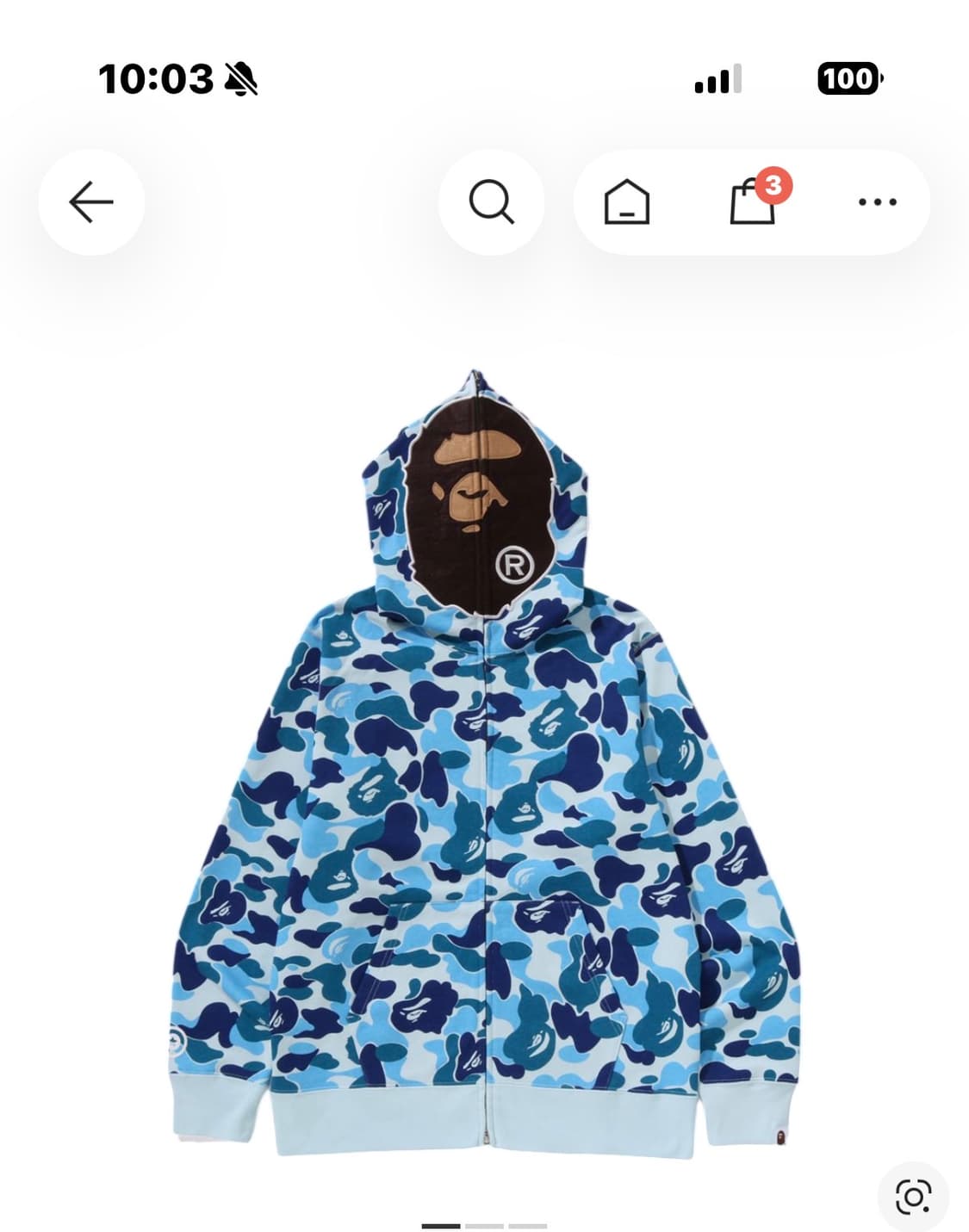 베이프 ABC 카모 세컨드 에이프 풀집 후드 블루 상품이미지1