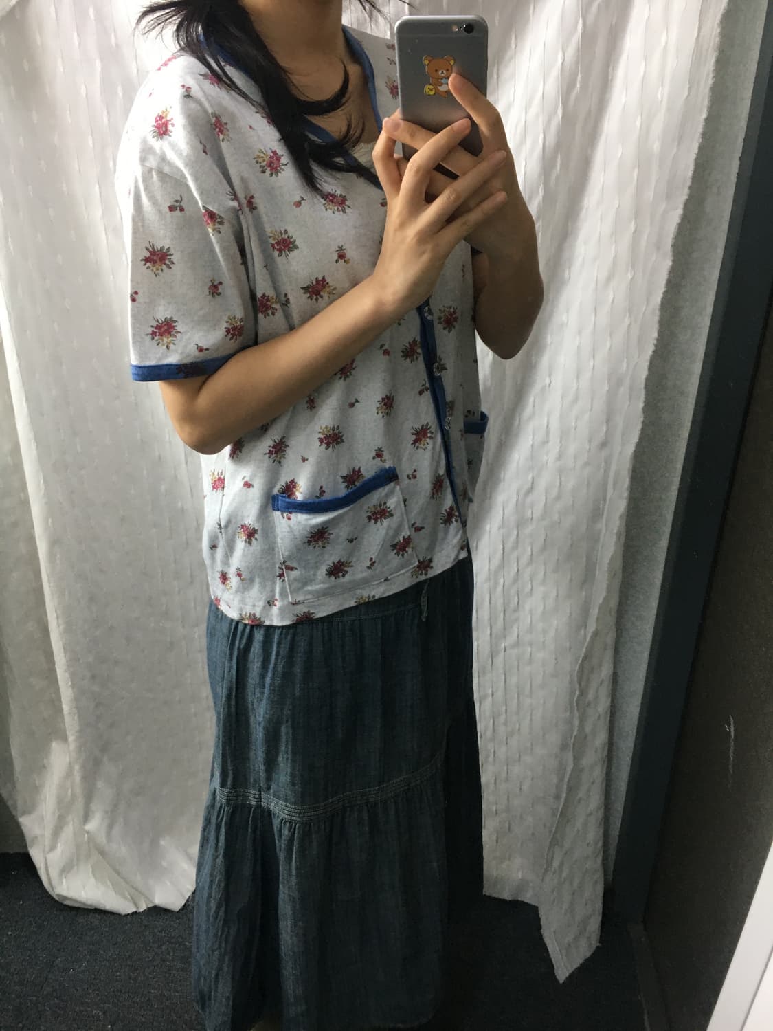 블루 플라워 반소매 가디건 상품이미지4