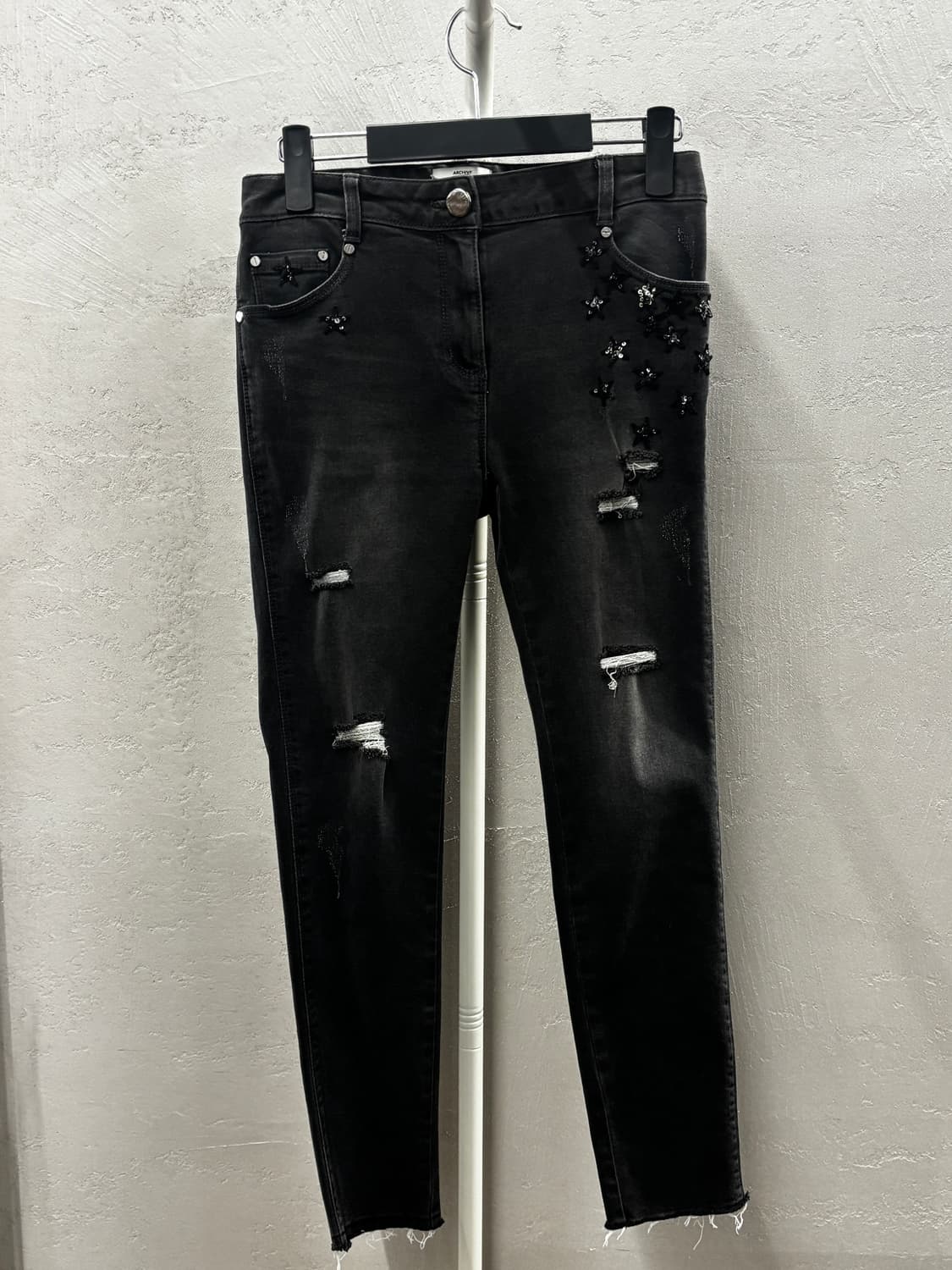 오브제 아카이브 흑청 데미지 청바지 사이즈 1 상품이미지2