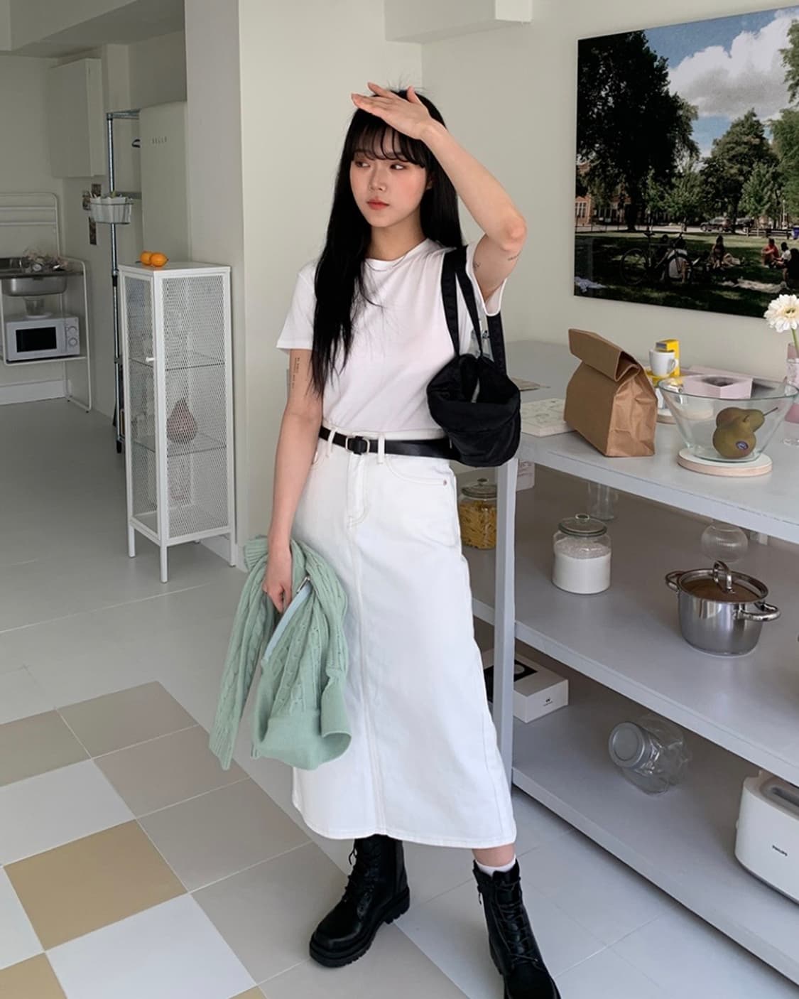 baon 화이트데님 치마 S 새상품 상품이미지1