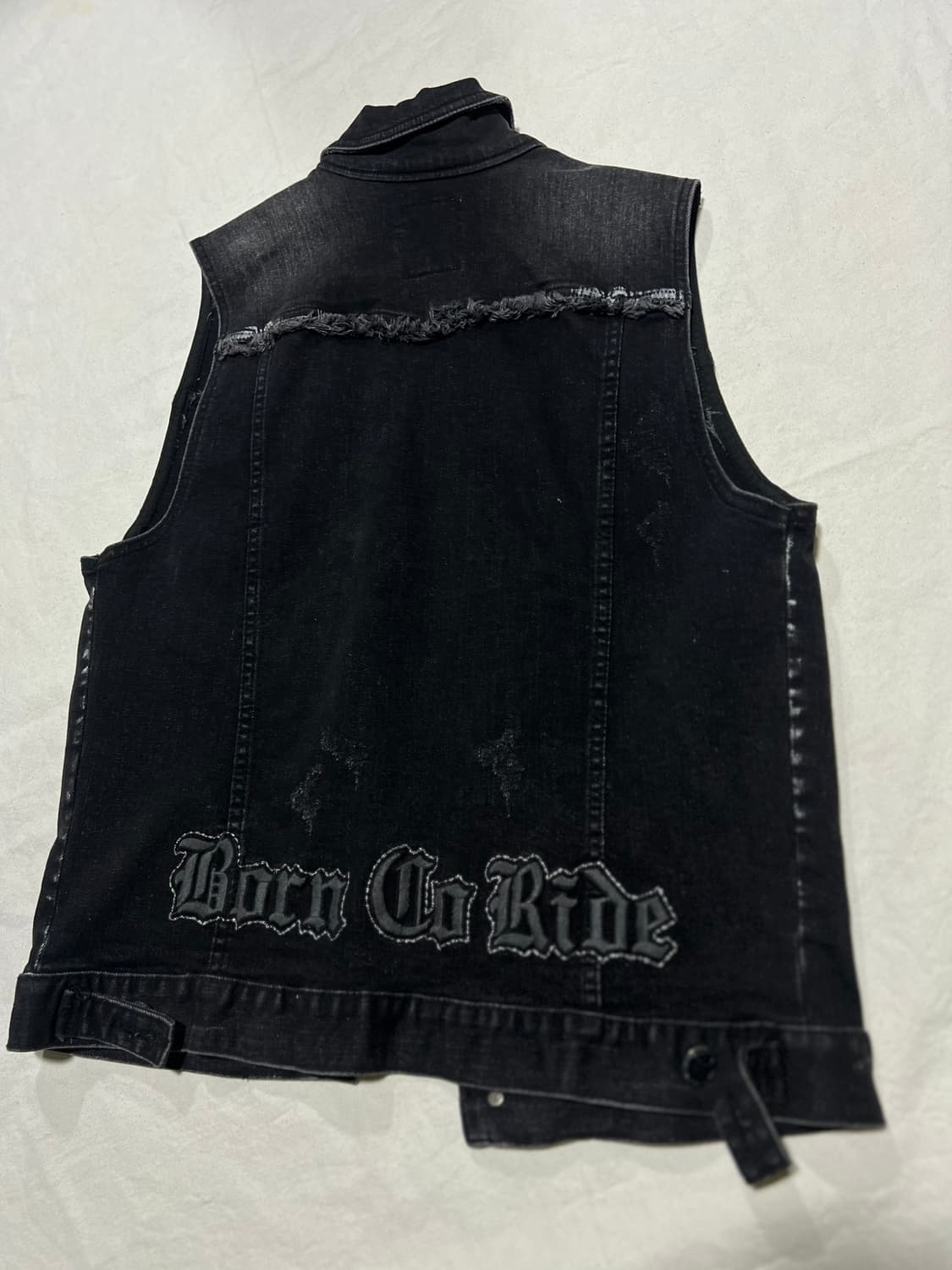 블랙워싱 스컬 데님조끼 L  상품이미지2