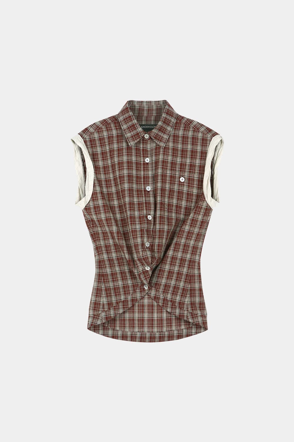 CHECK SLEEVELESS SHIRT atb1569w(BROWN) 상품이미지1