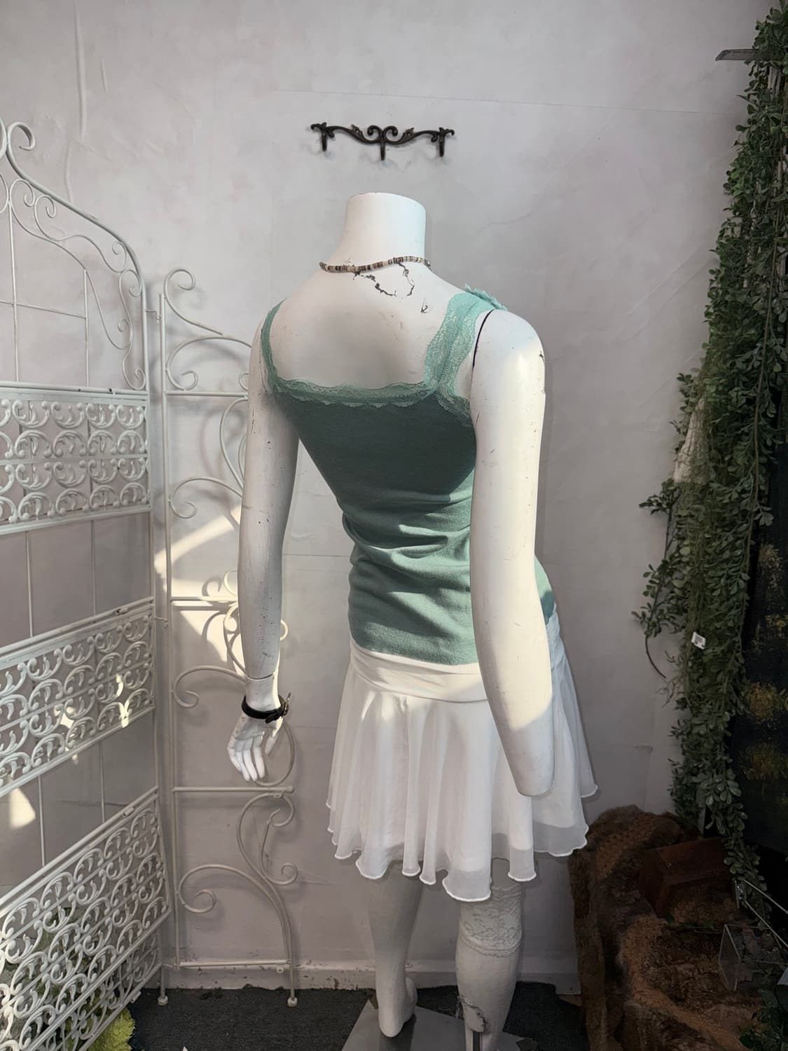 Mint rose lace trimmed sleeveless  상품이미지3