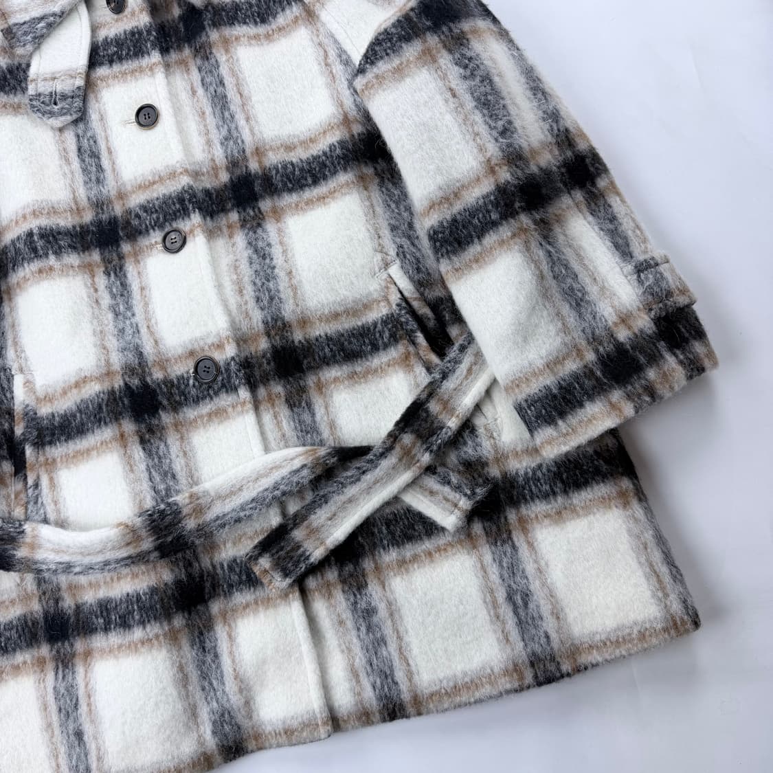 플레따 모헤어 체크 하프코트 상품이미지4