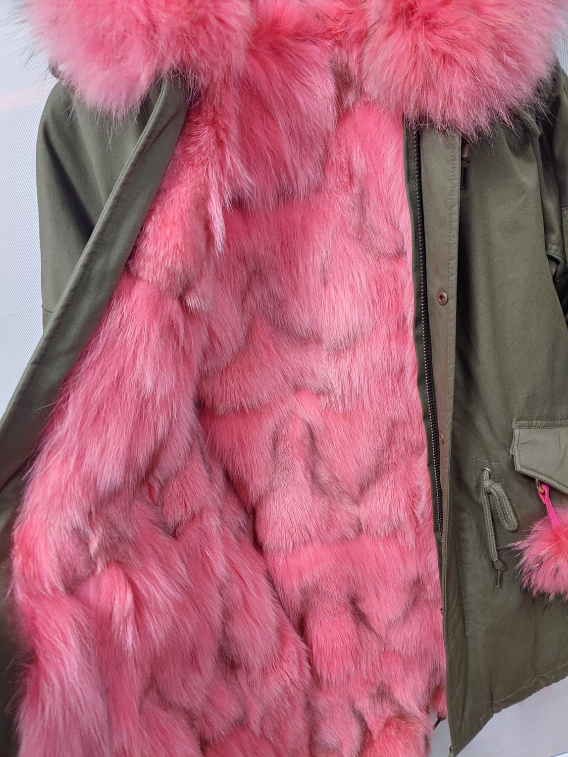 엣지 카키색 폭스퍼 야상 점퍼 여성 66 상품이미지3