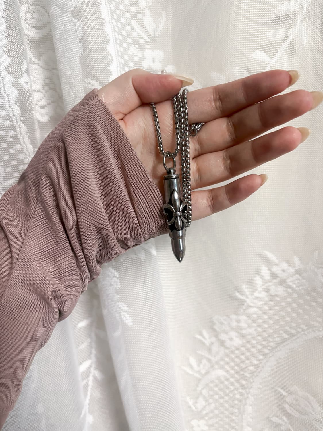 힙무드/써지컬스틸 백합 총알 목걸이 상품이미지2