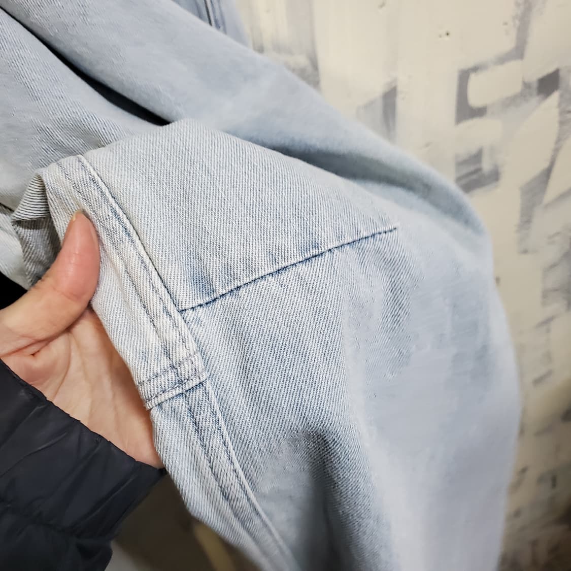 에잇세컨즈 연청 데님 와이드 팬츠 L 상품이미지3