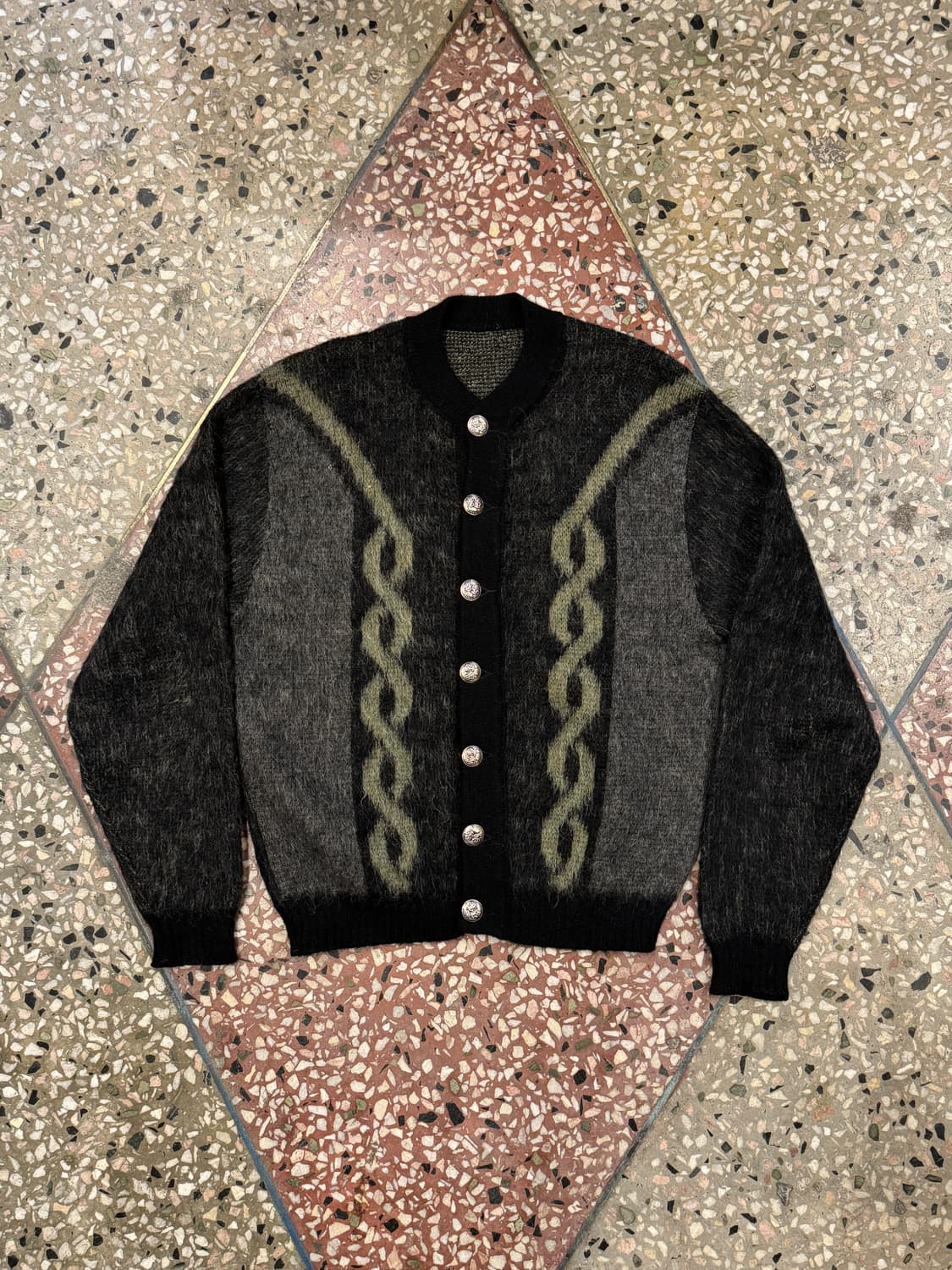 60s 블랙 모헤어 가디건 (XL) 상품이미지1