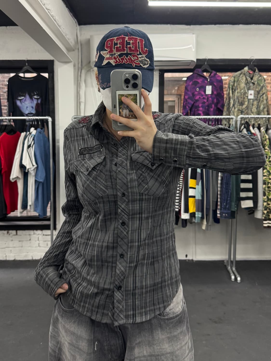 Y2K 펑크 체크 셔츠 상품이미지2