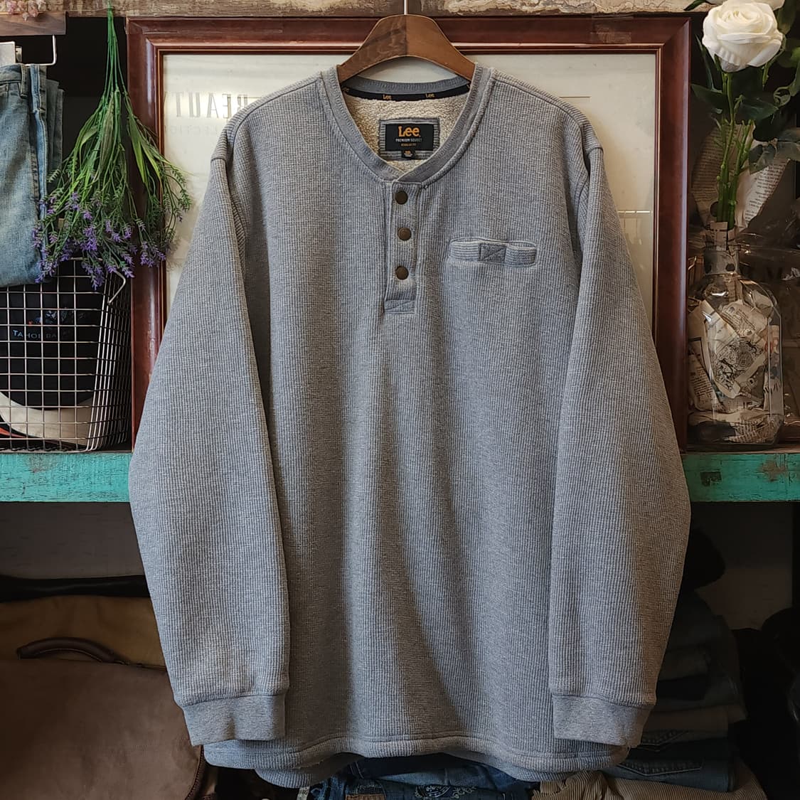 Lee 양털 맨투맨 쉐르파 헨리넥 스웻셔츠 빅사이즈 맨투맨 xxl 상품이미지1