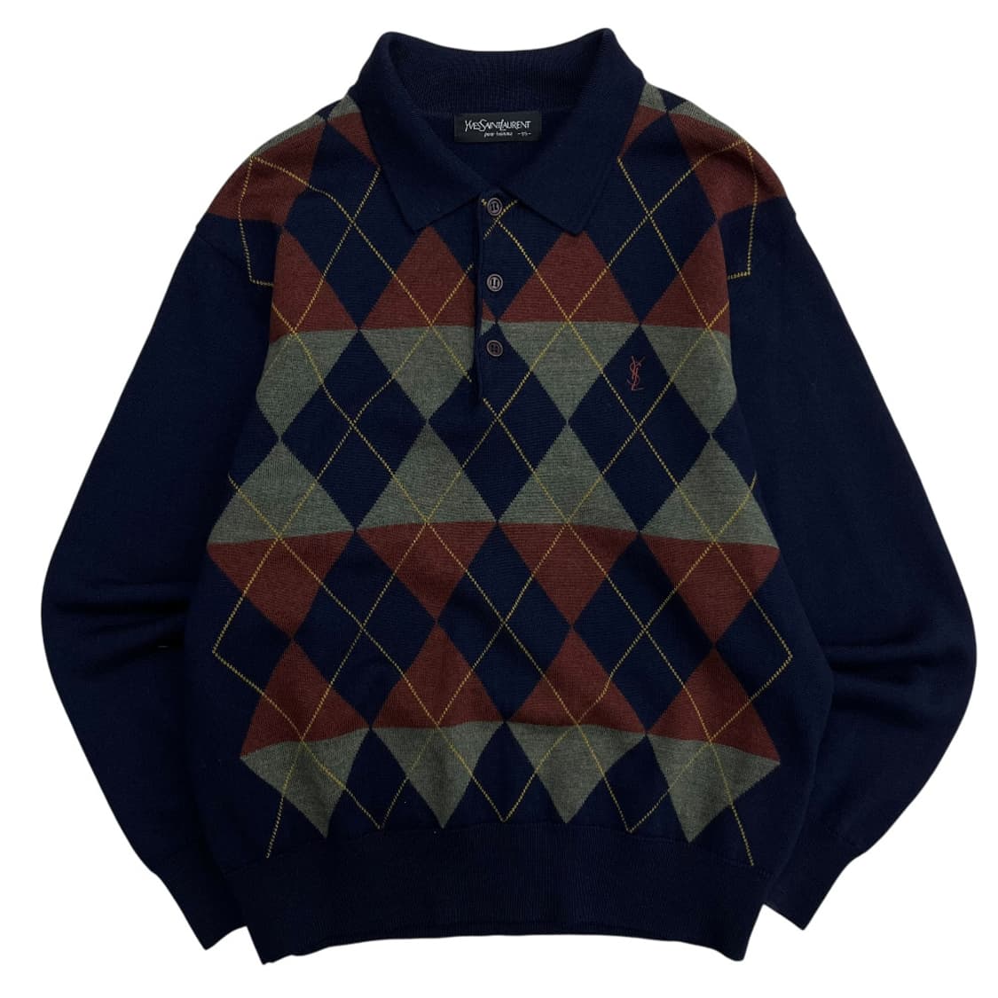 입생로랑 네이비 카라 아가일 카라니트 95 상품이미지2