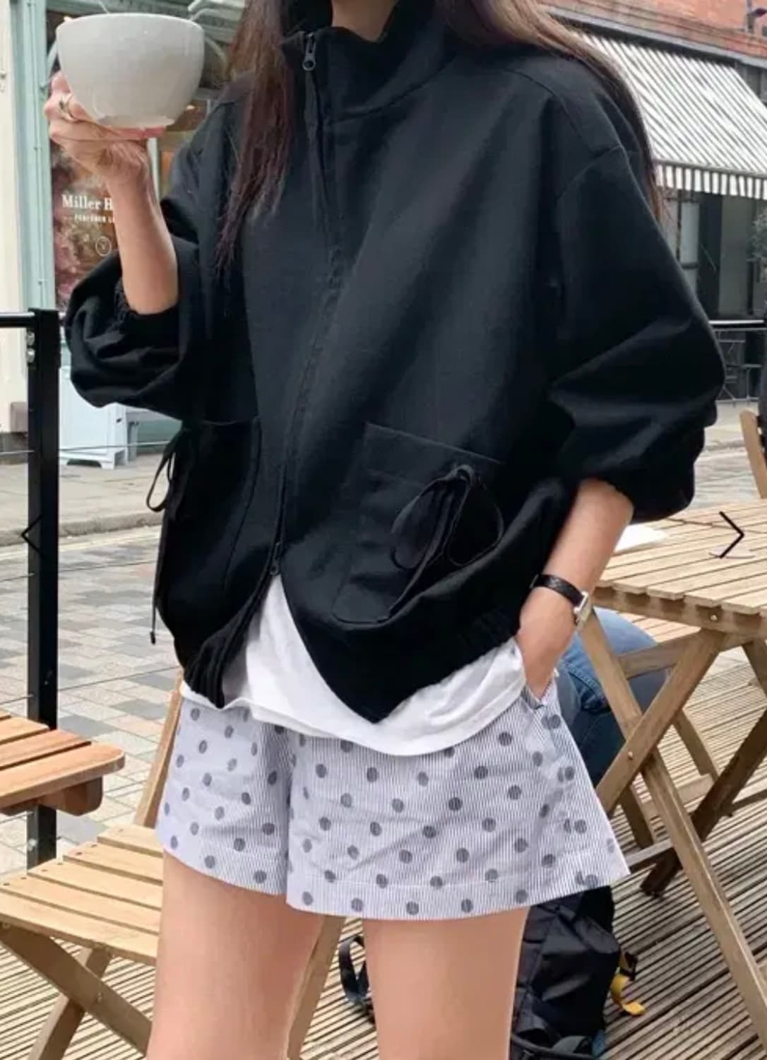 상태좋음) 헤이그 리본 블루종 블랙 Haag ribbon blouson  상품이미지1