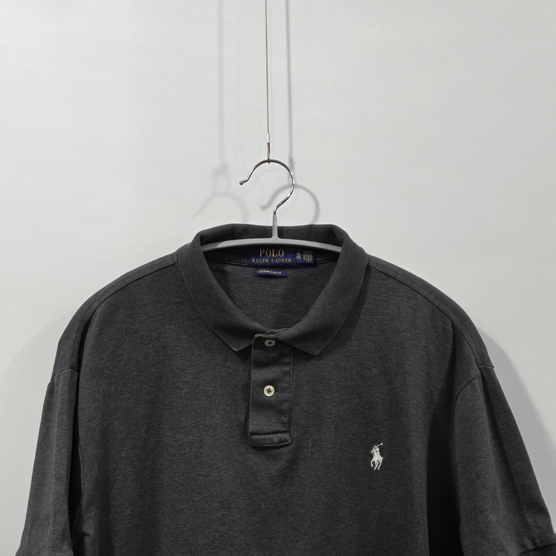 폴로랄프로렌 코튼 카라 멜란지 다크그레이 반팔티 XL 상품이미지2