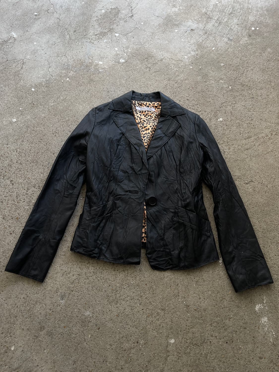 leopard lether slim jacket 상품이미지1
