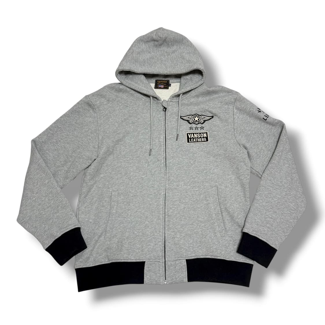 vanson 밴슨 레더 스타 별 자수 그레이 블랙 후드집업 상품이미지2