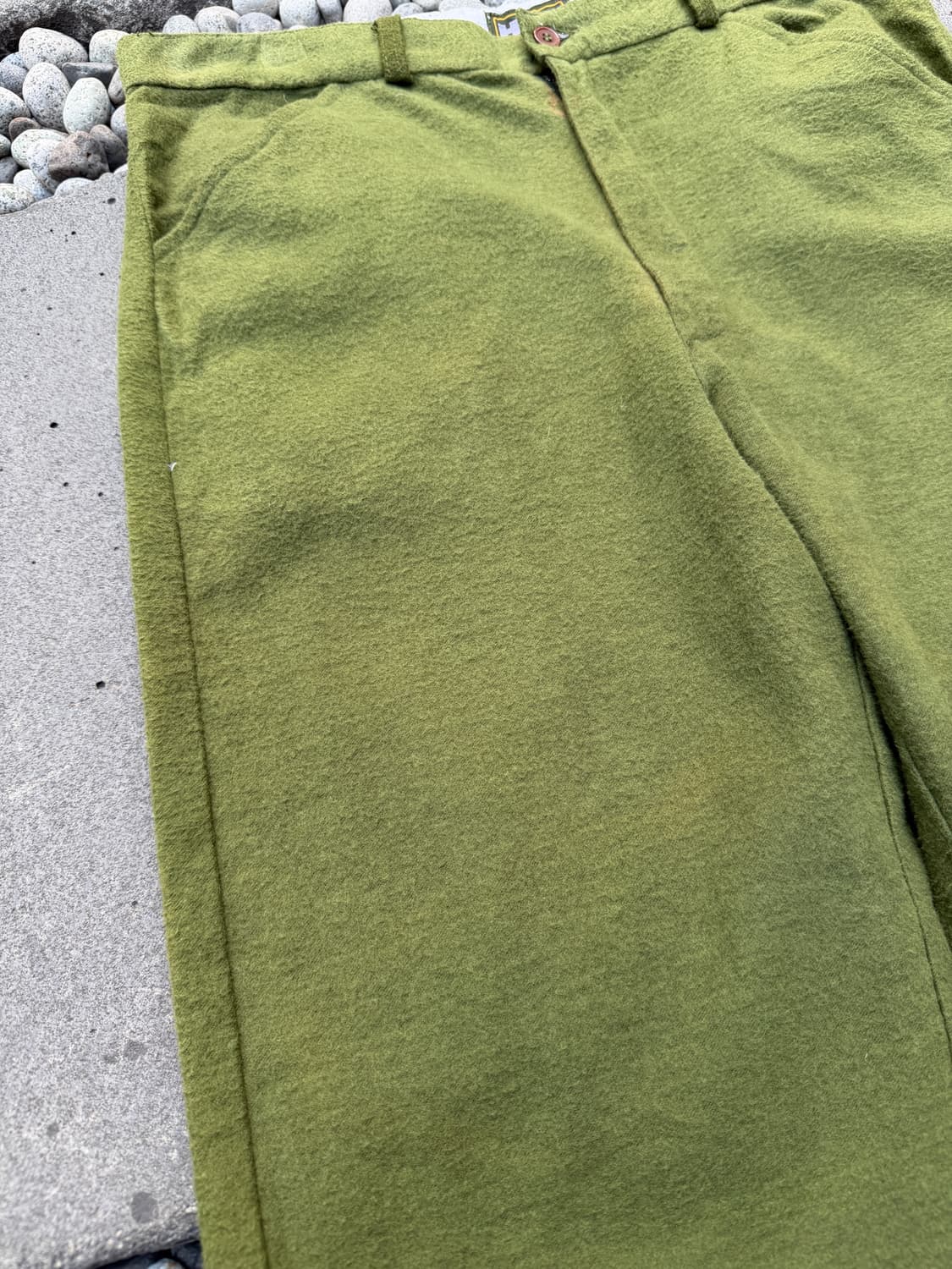 90s HSF OLIVE GREEN HAIRY WOOL 헤어리울 워크팬츠 상품이미지5