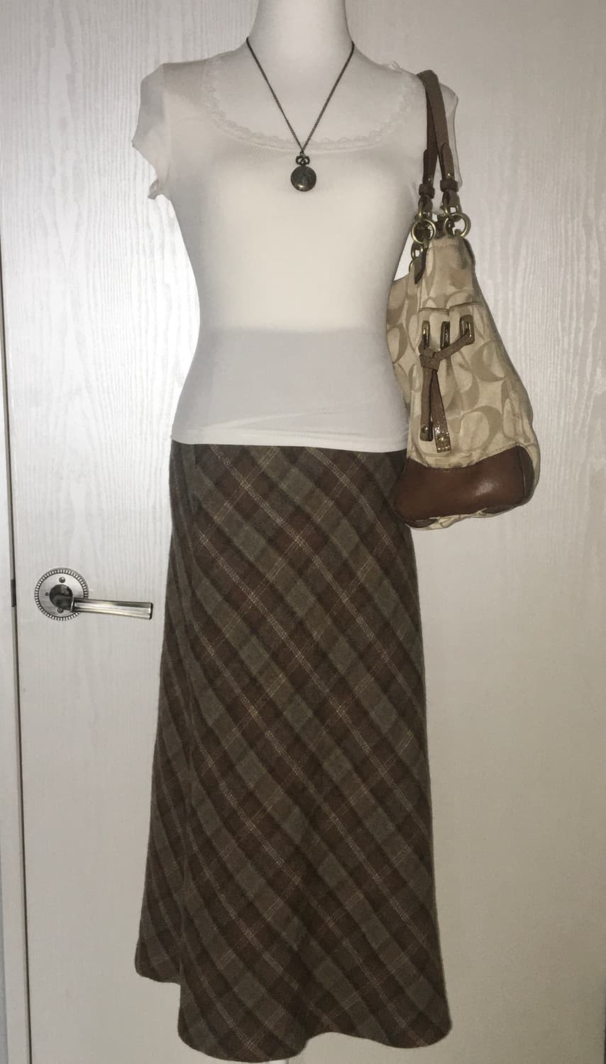 CHEPI brown check long skirt 상품이미지2