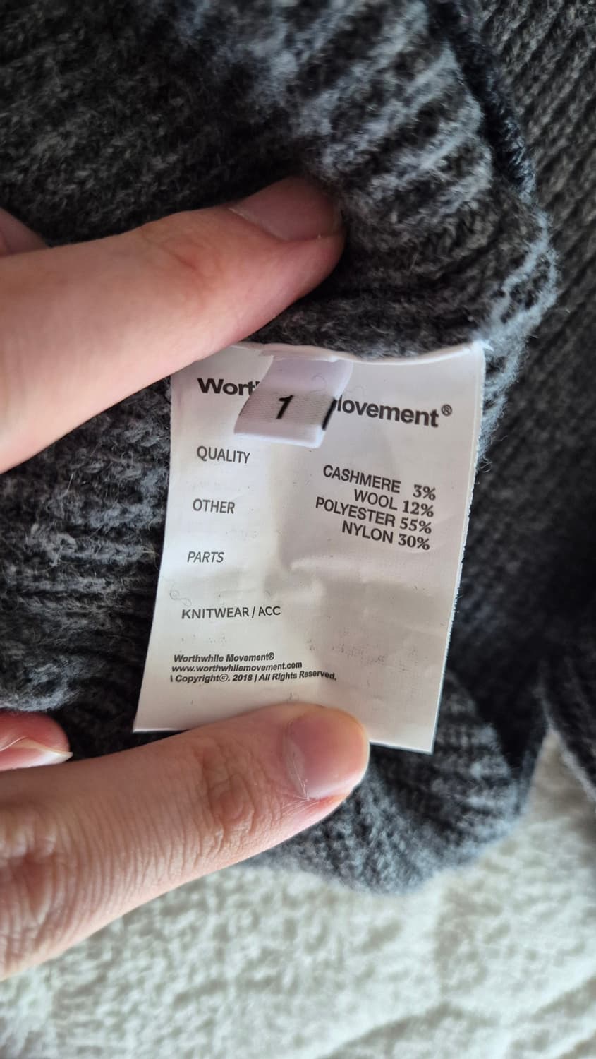 월스와일무브먼트 캐시미어 카라니트 차콜 1사이즈 상품이미지4