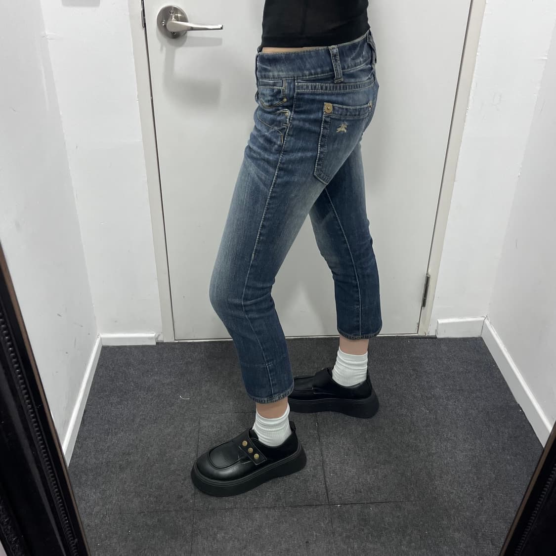 버버리 노바체크 데님 카프리 팬츠 바지 상품이미지3
