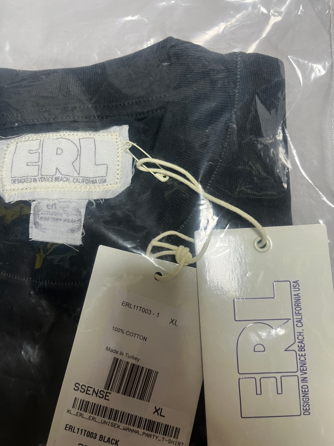 [XL] ERL 워너 파티 티셔츠 블랙 새상품 상품이미지8