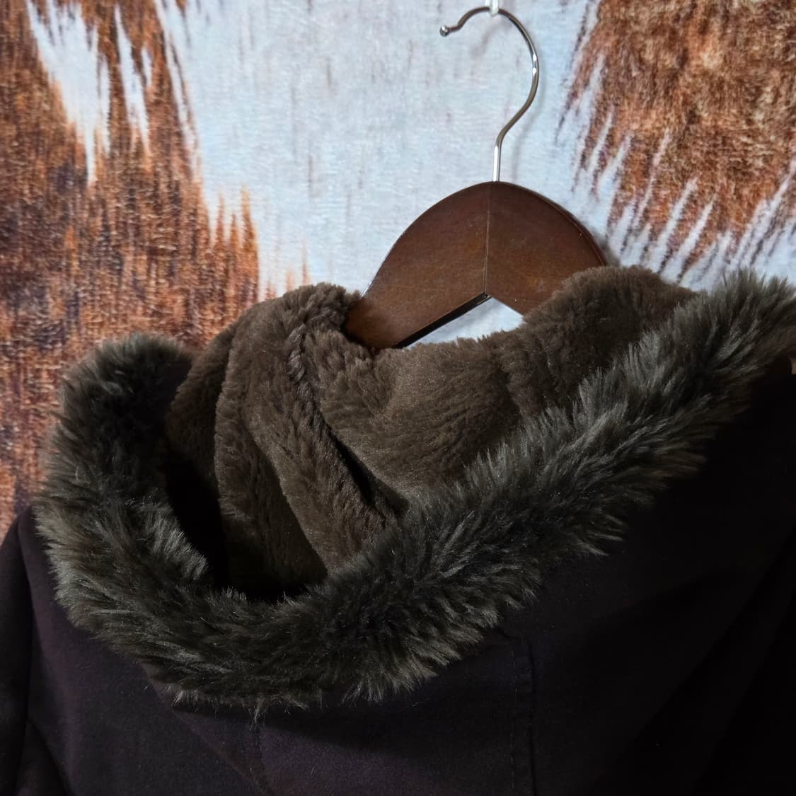 빈티지 브라운 후드 퍼 무스탕 코트 상품이미지5