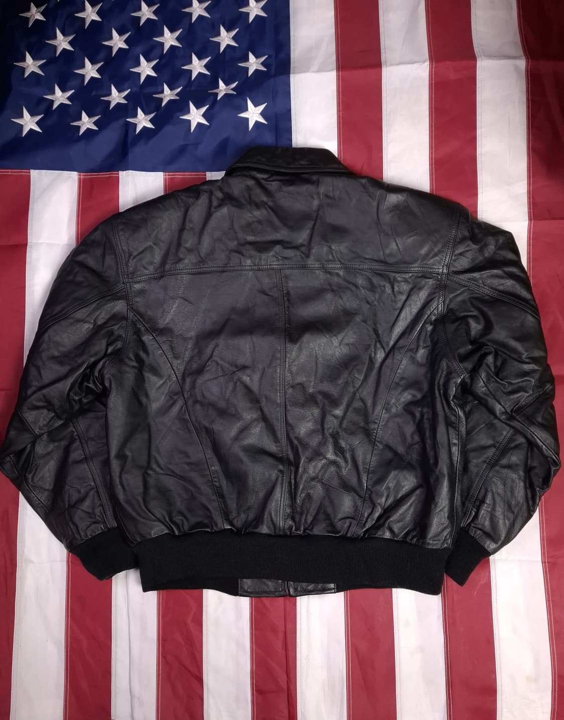 새제품 90's 국내산 리얼레더 봄버자켓 상품이미지5