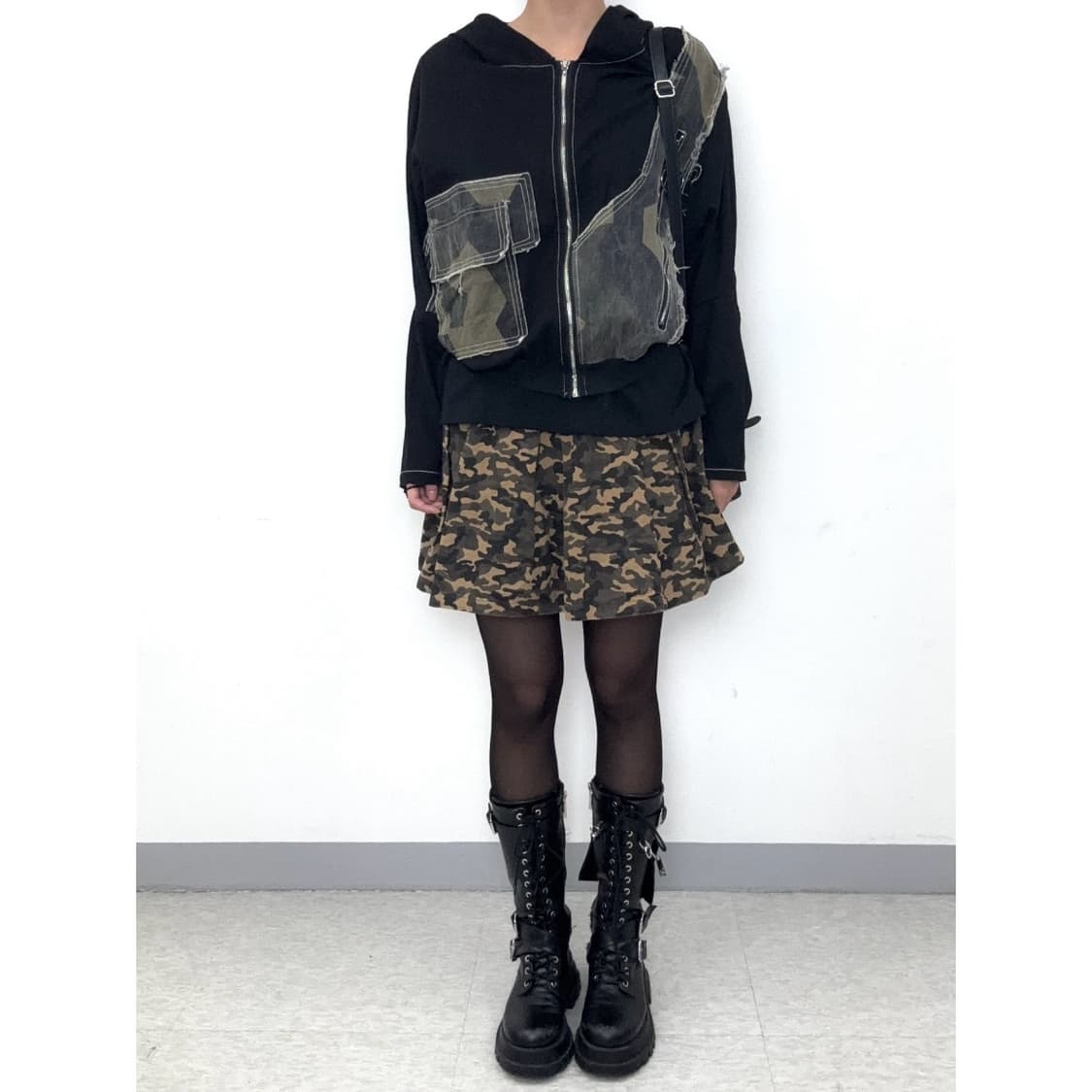 빈티지 카모 그런지 후드집업 상품이미지2