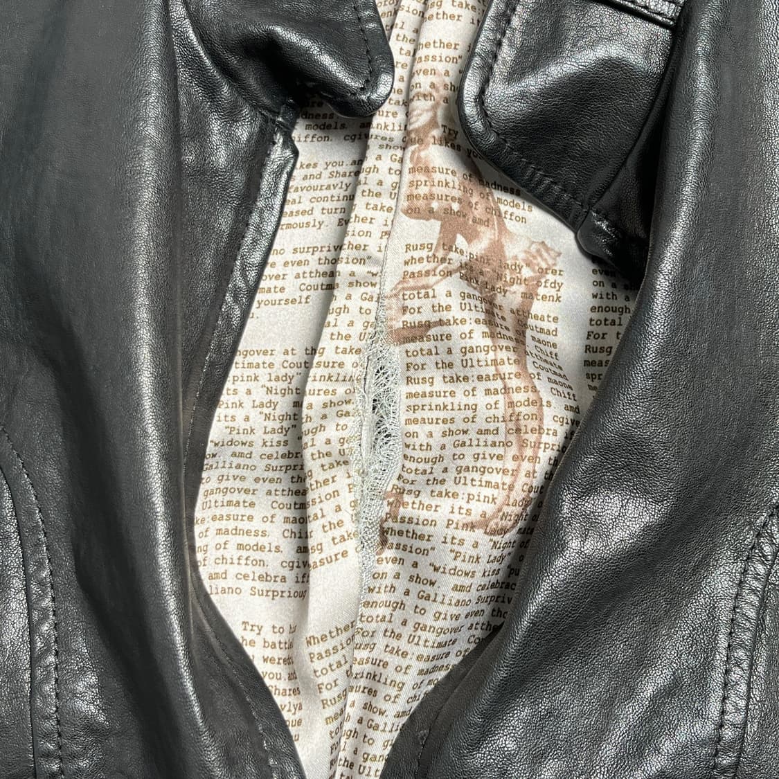 차이나 카라 니트 패널 가죽 자켓 상품이미지6