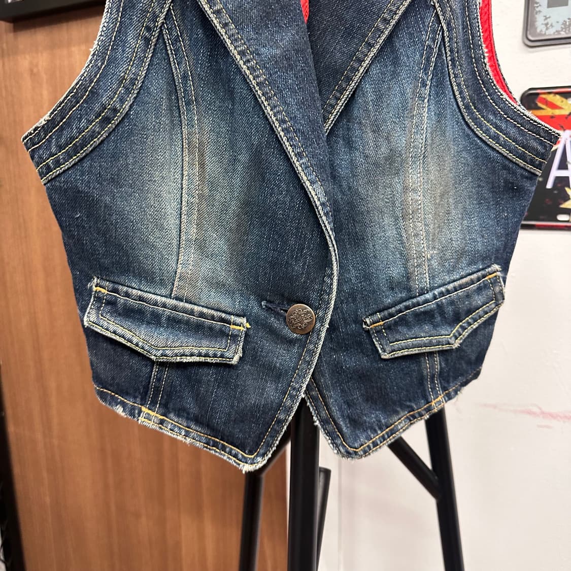 Y2K Stitch Detail Denim Vest  상품이미지4