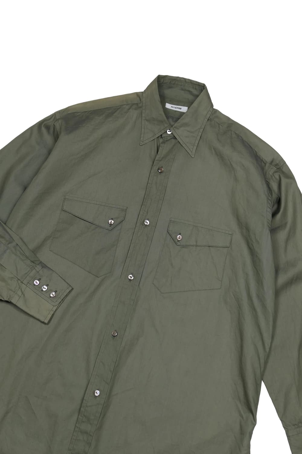 인테림 코튼-실크 포플린 셔츠 올리브그린 상품이미지5