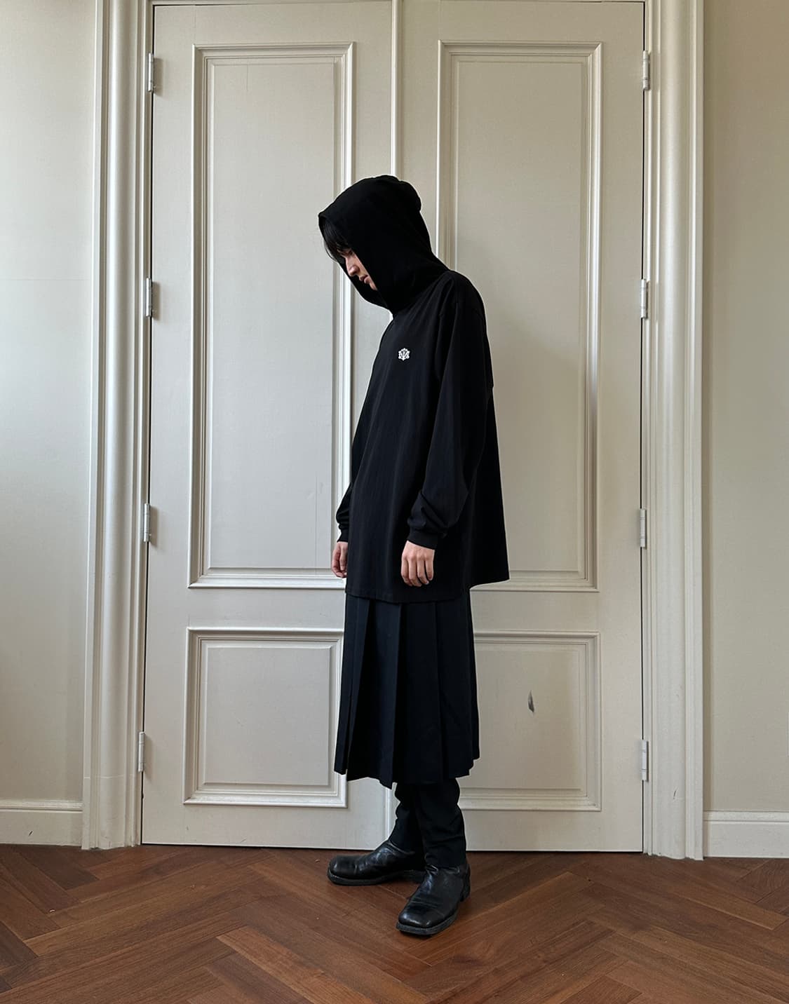 innir 이니어 후드 티셔츠 블랙 상품이미지3