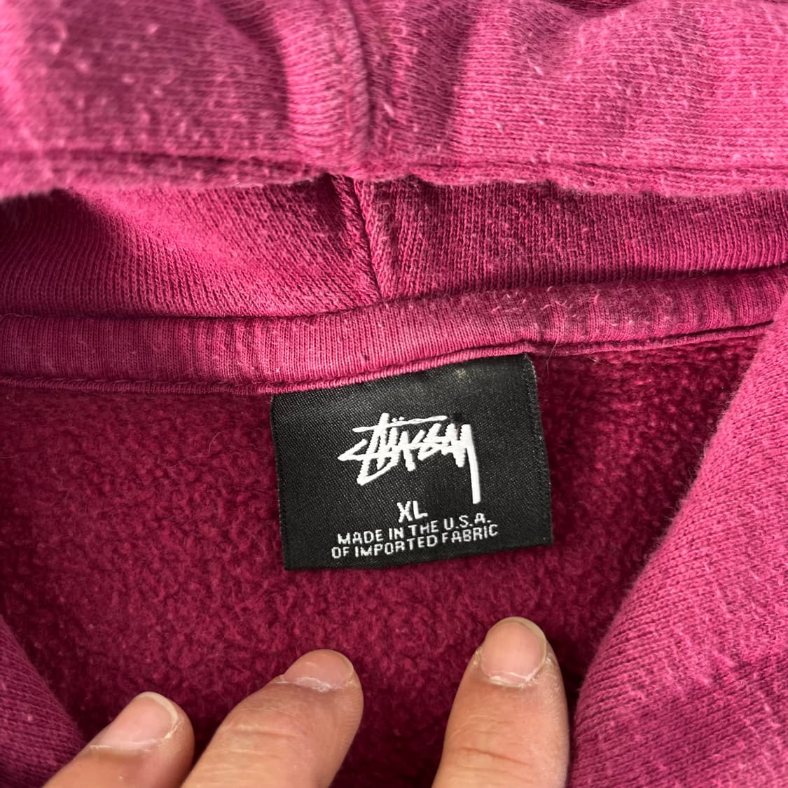 105 스투시 베이직로고 핑크 후드티 상품이미지4