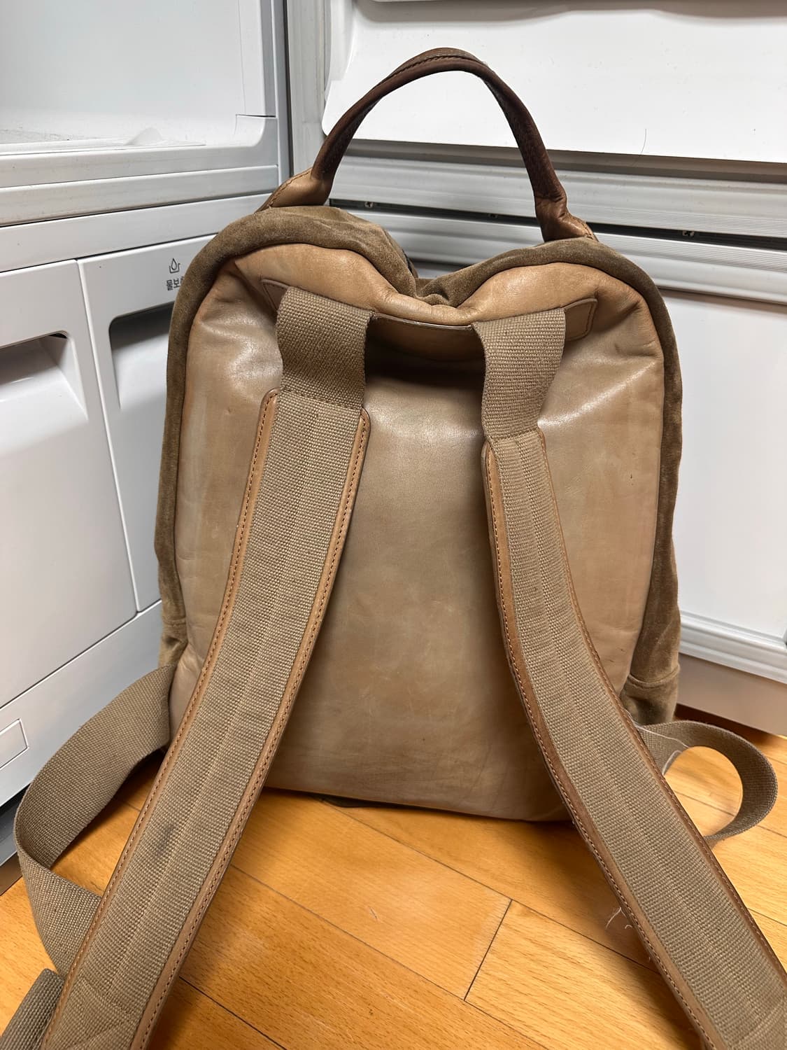 이지 시즌 1 가죽 백팩 카키 상품이미지2