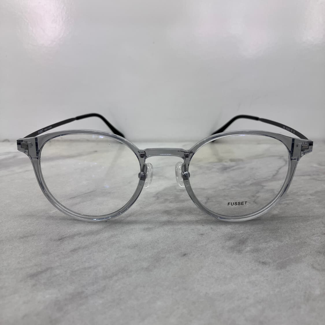 C64 FUSSET 그레이 클리어 라운드 콤비 뿔테 안경 상품이미지6