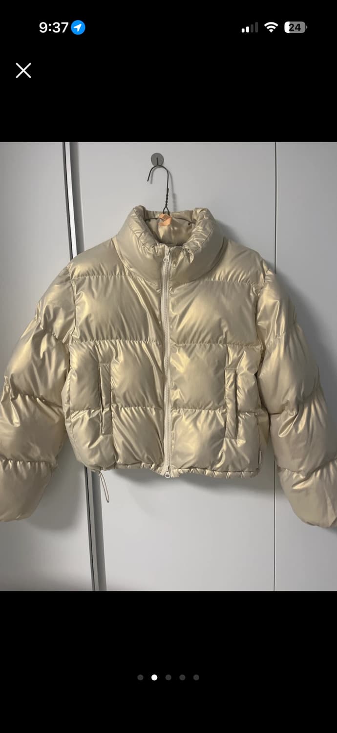 라퍼지포우먼 글로시 크롭 푸퍼 패딩 아이보리 상품이미지1