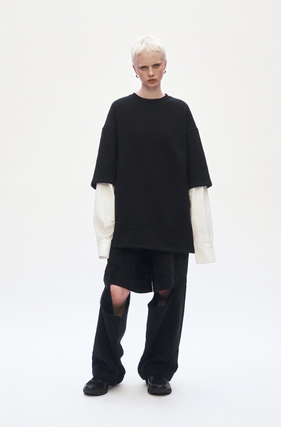Knee Slit Wide Pants [ Black ] 상품이미지3
