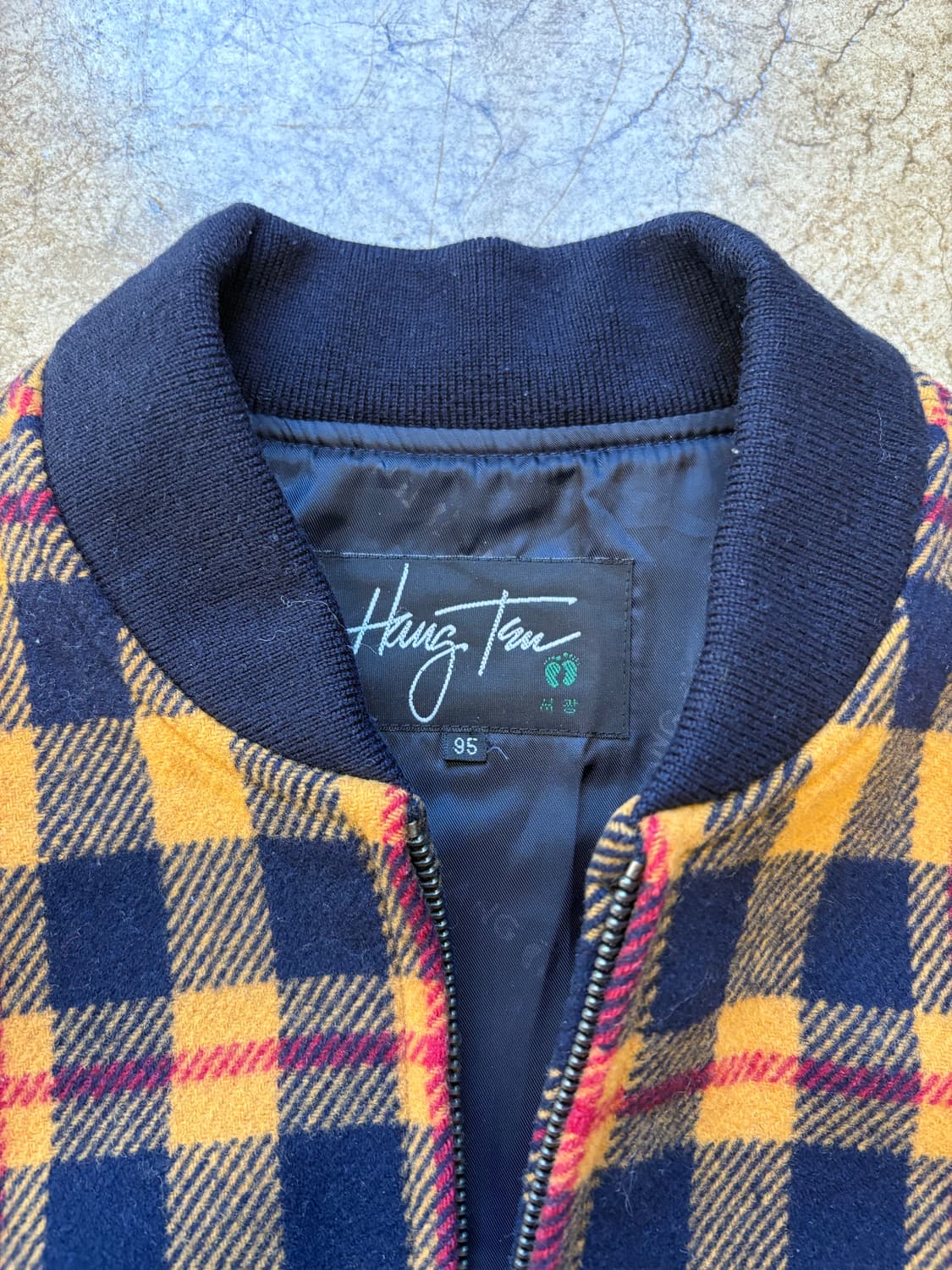 90-00s 서광 행텐 모직 체크 블루종 상품이미지5