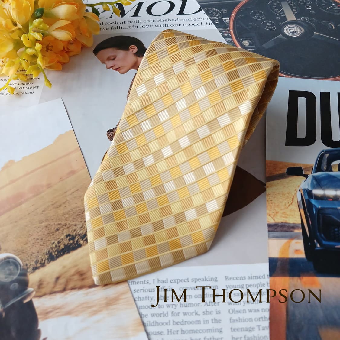 짐톰슨 실크 옐로우 자카드 넥타이  9.6CM A+등급 A19350 
 상품이미지2
