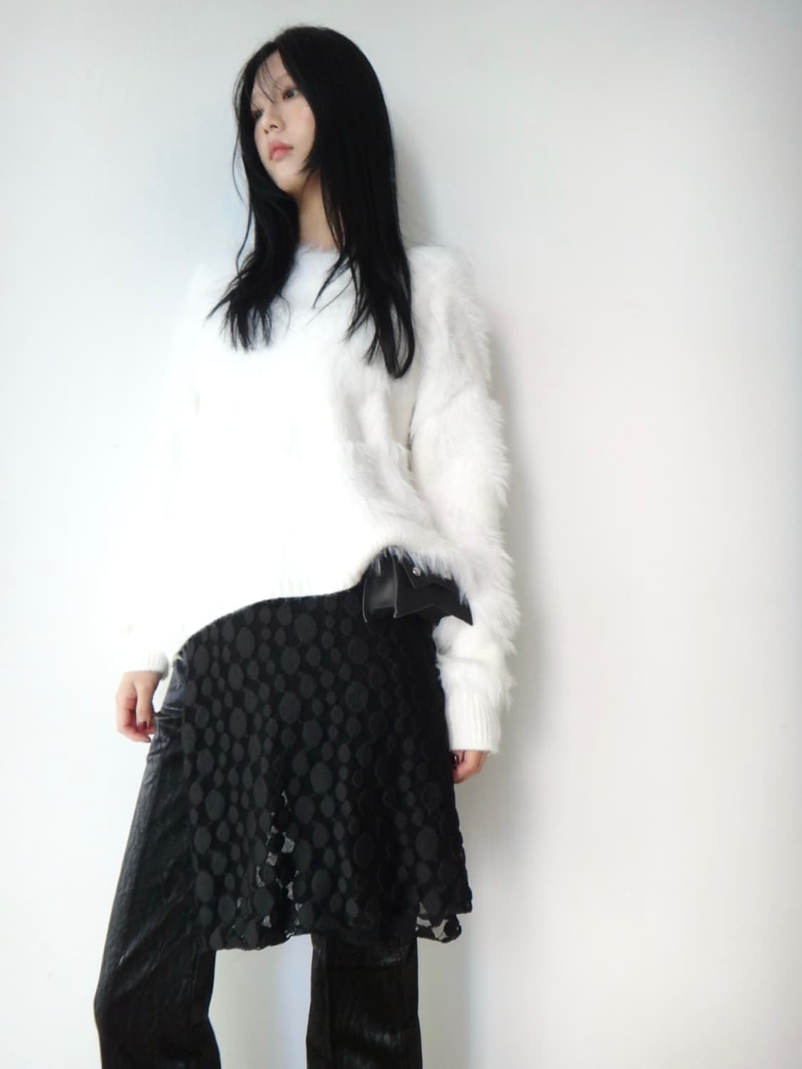 Fur trimming feminine knit / white 상품이미지4