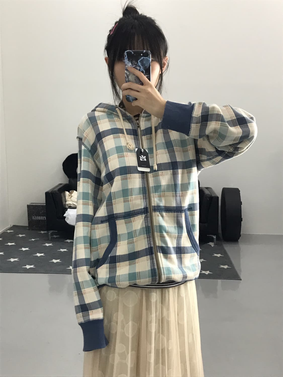 Uniqlo Cotton Checked Zip Up Hoodies 상품이미지2