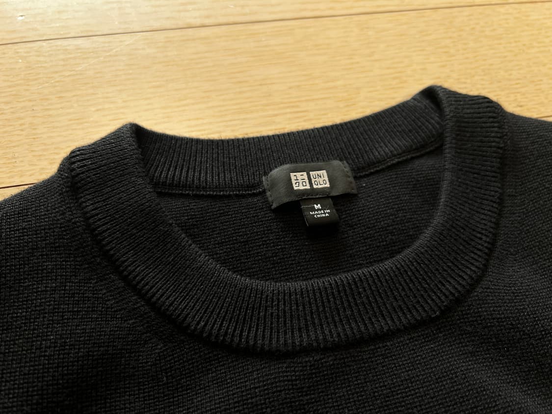 유니클로 위셔블 밀라노 립 크루넥 스웨터 블랙 M 상품이미지4