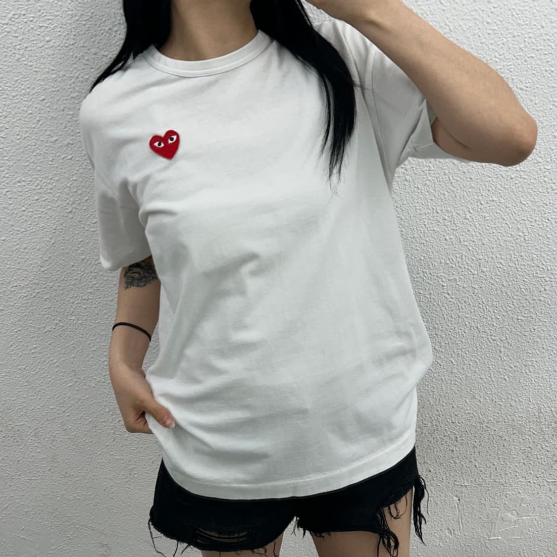 꼼데가르송 하트와펜 화이트 반팔 XL 상품이미지1